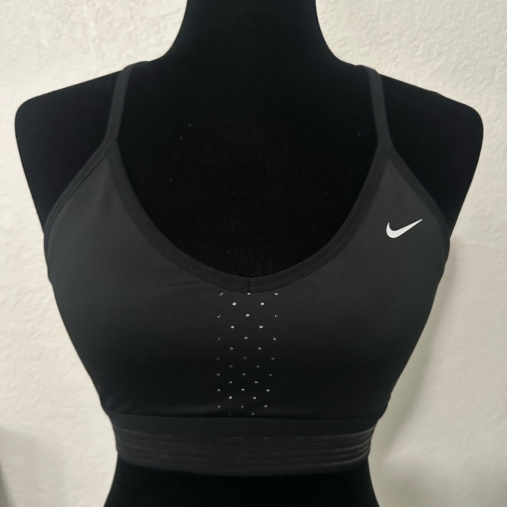 Nike Women's Black Sports Bra with White Logo